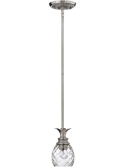 Pineapple Single Stem Pendant With Clear Optic Glass in Polished Antique Nickel.